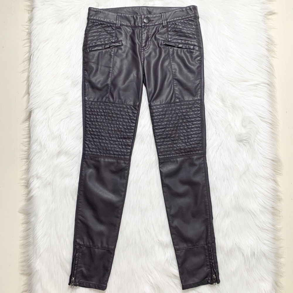 SOLD-Free People Faux Leather Skinny Moto Pants - Picture 3 of 11